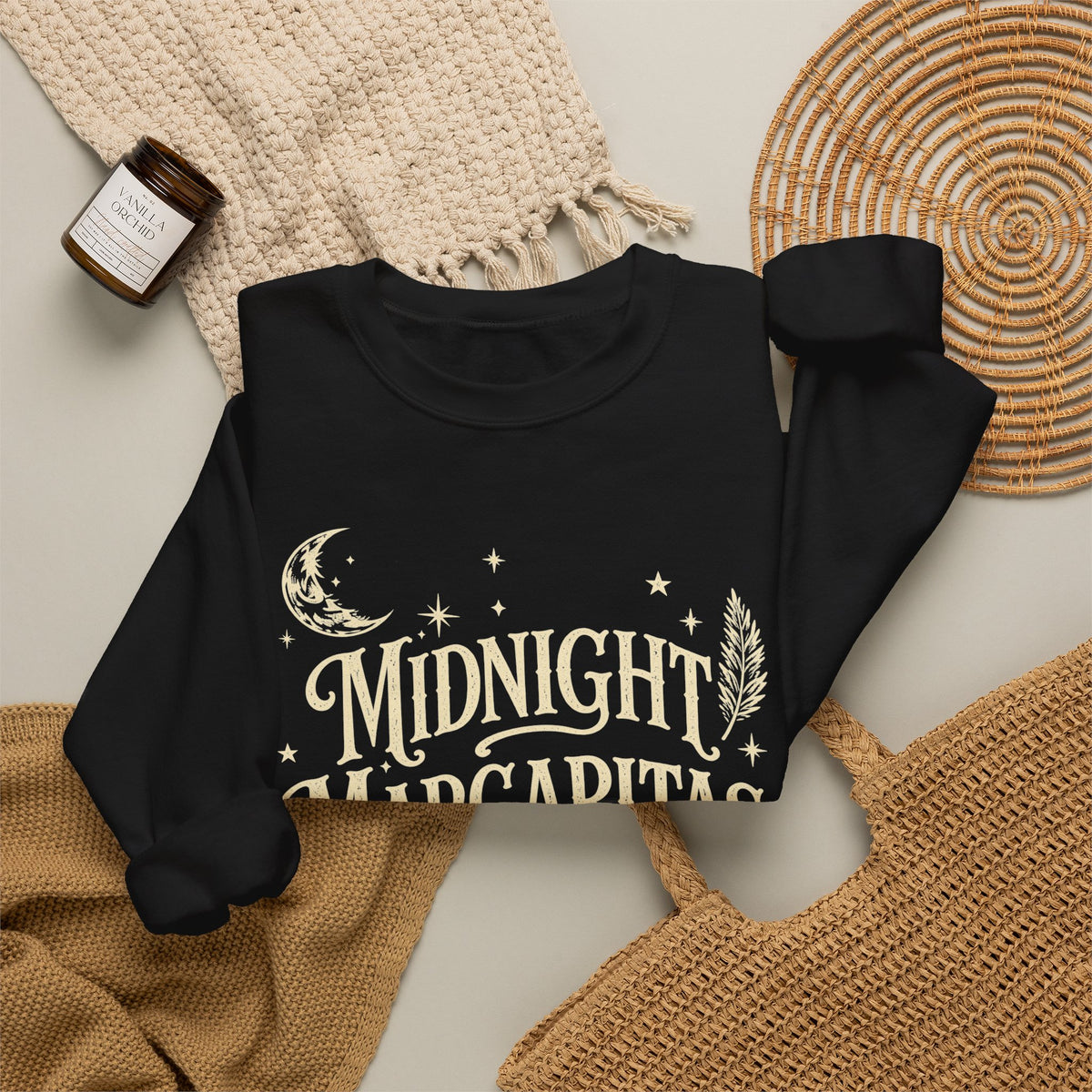 Midnight Margaritas Crewneck Sweatshirt — Vintage Nighttime Cocktail Design