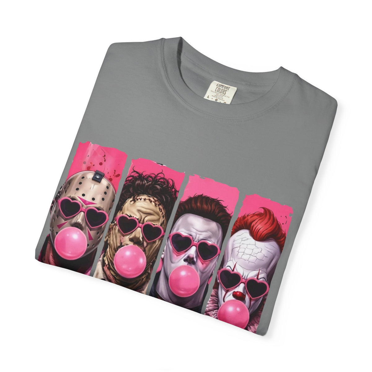 Horror Icons Bubblegum Tee — Vintage-Style Jason, Freddy, Jigsaw & Pennywise T-Shirt