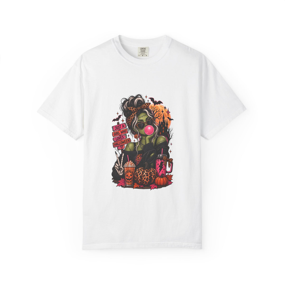 Horror Patchwork T-Shirt — Vintage Halloween Skull & Pumpkin Graphic