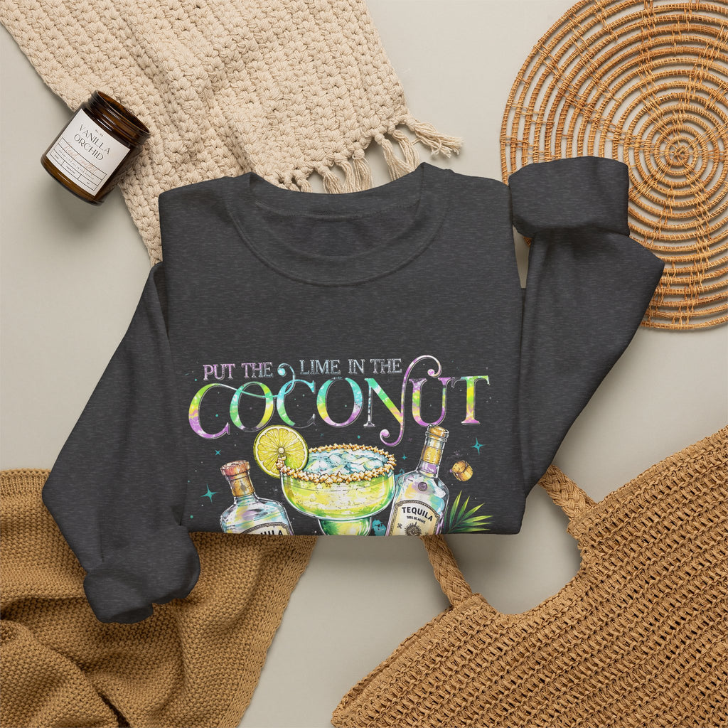 Coconut Margarita Crewneck Sweatshirt – "Put the Lime in the Coconut" Tropical Cocktail Sweatshirt