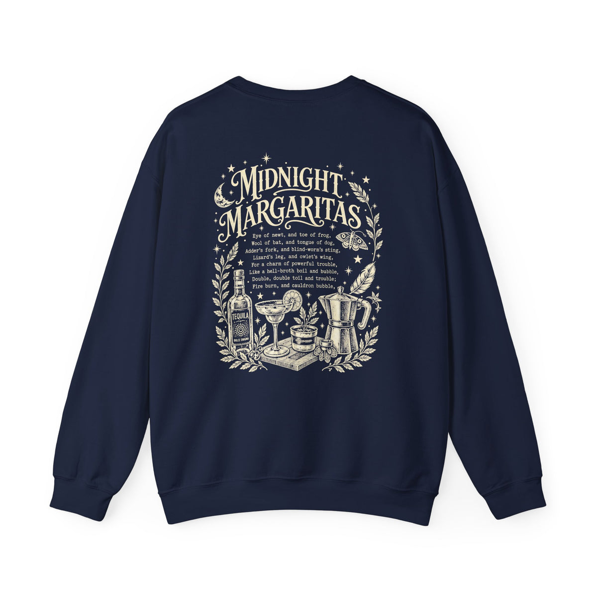 Midnight Margaritas Crewneck Sweatshirt — Vintage Nighttime Cocktail Design