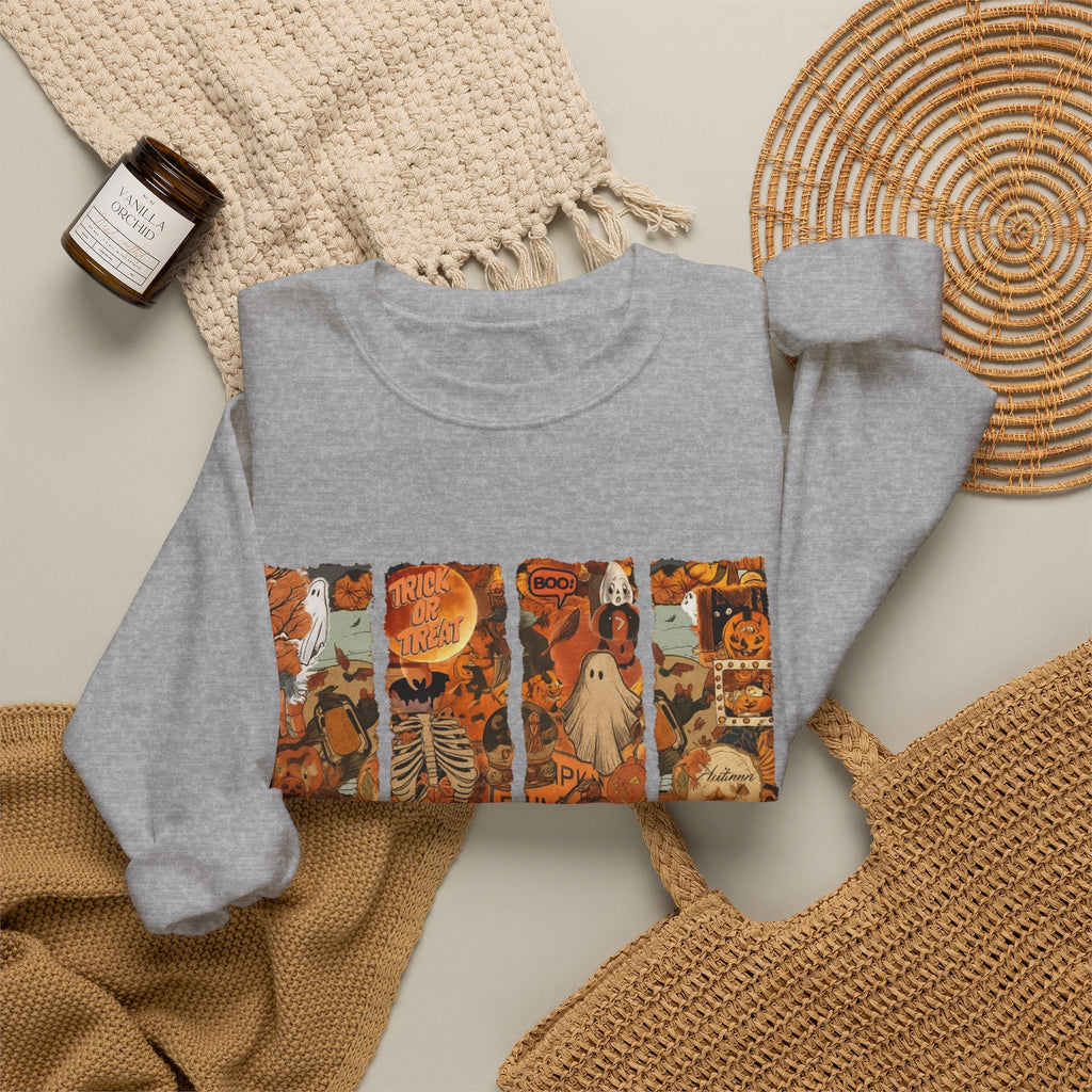 Spooky Season Sweatshirt — Vintage Pumpkin & Witch Fall Crewneck