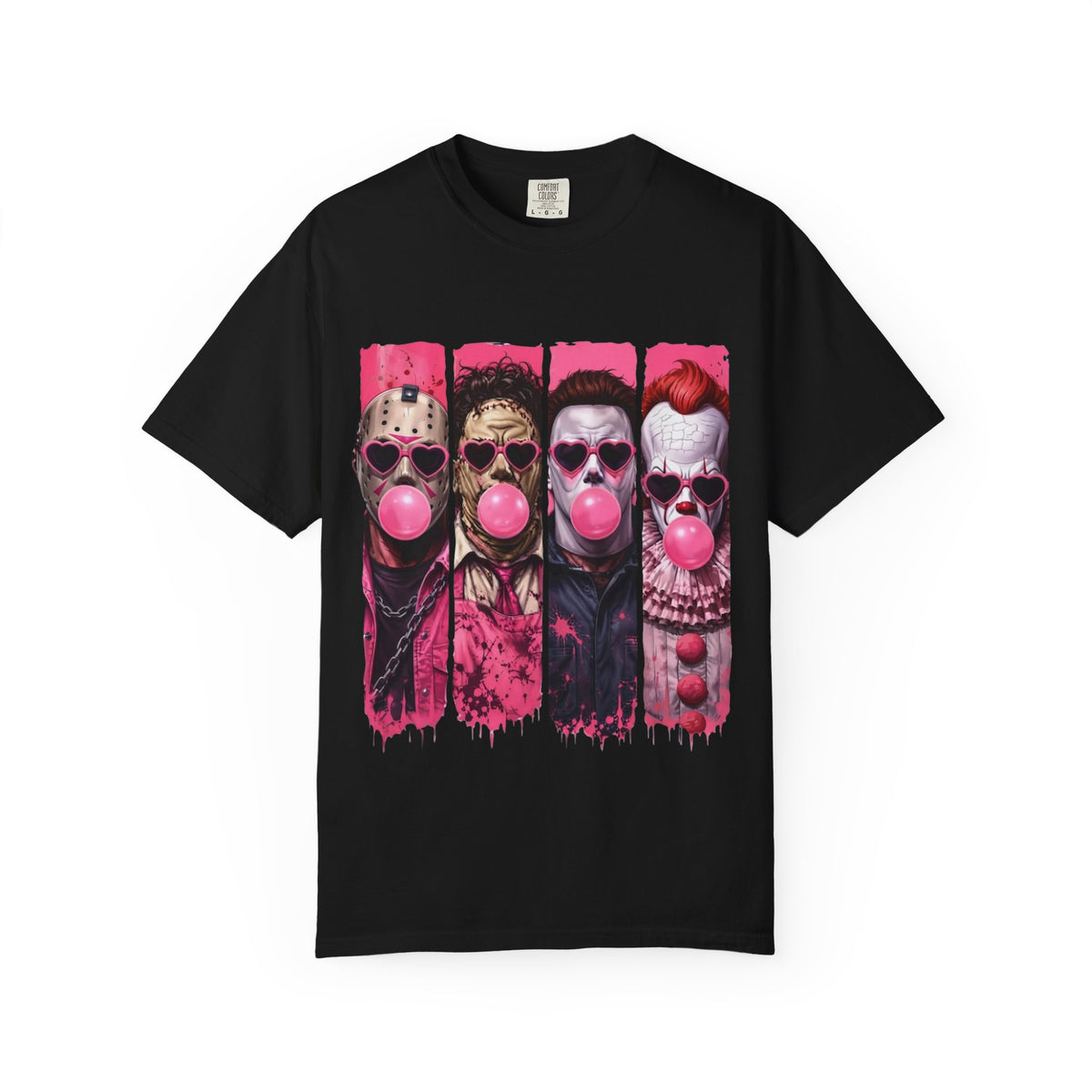 Horror Icons Bubblegum Tee — Vintage-Style Jason, Freddy, Jigsaw & Pennywise T-Shirt