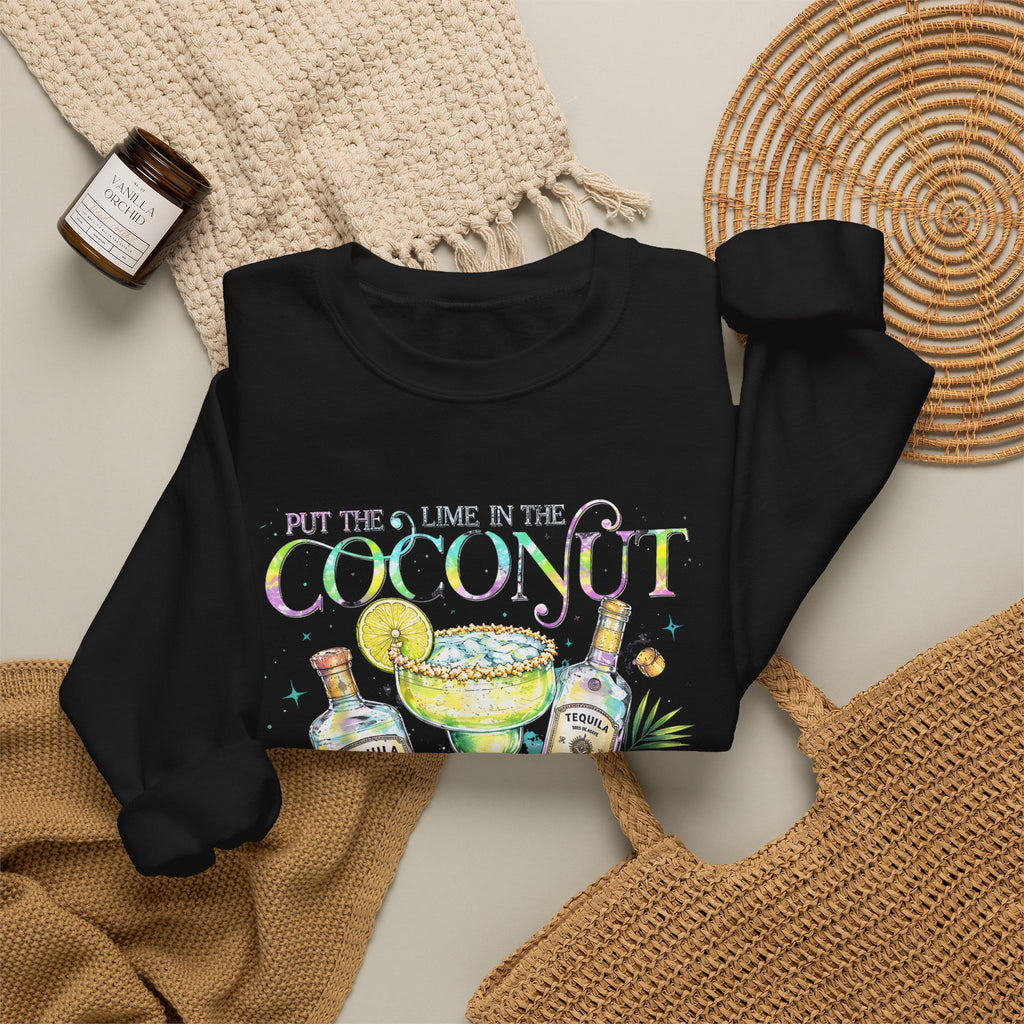 Coconut Margarita Crewneck Sweatshirt – "Put the Lime in the Coconut" Tropical Cocktail Sweatshirt