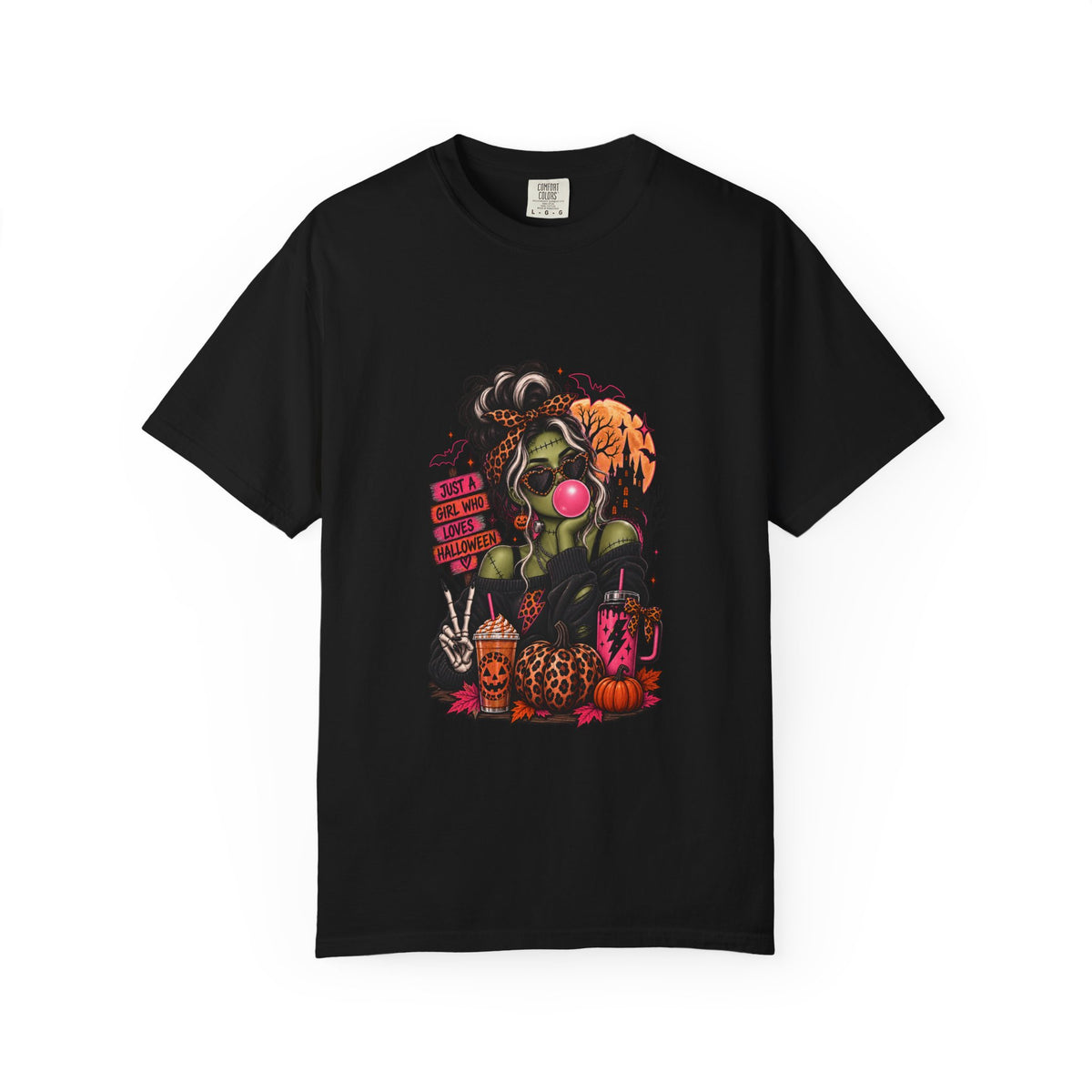 Horror Patchwork T-Shirt — Vintage Halloween Skull & Pumpkin Graphic