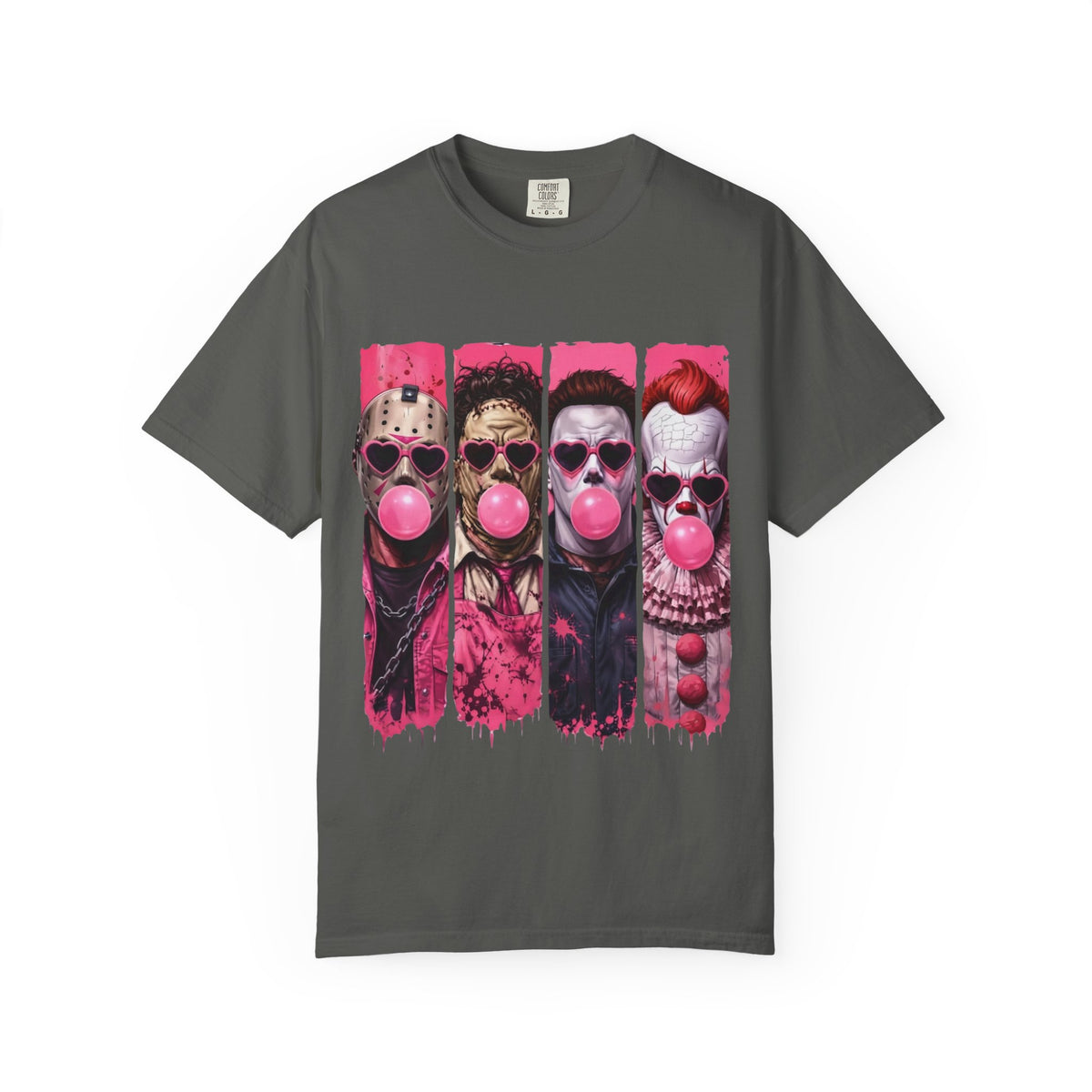 Horror Icons Bubblegum Tee — Vintage-Style Jason, Freddy, Jigsaw & Pennywise T-Shirt