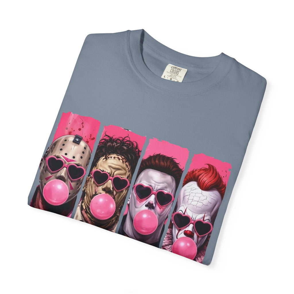 Horror Icons Bubblegum Tee — Vintage-Style Jason, Freddy, Jigsaw & Pennywise T-Shirt