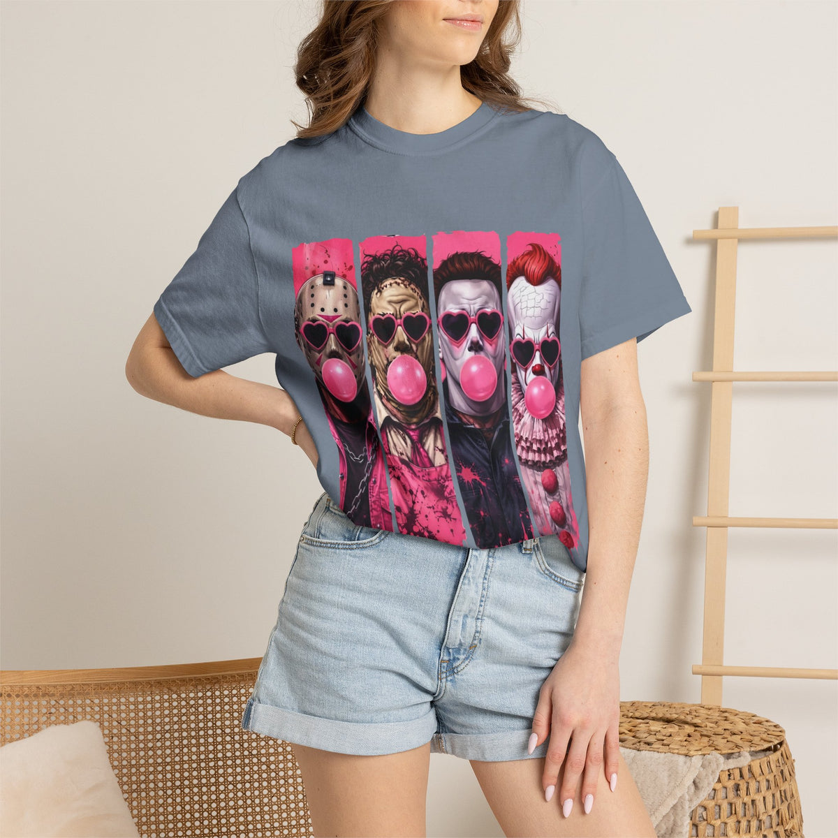 Horror Icons Bubblegum Tee — Vintage-Style Jason, Freddy, Jigsaw & Pennywise T-Shirt