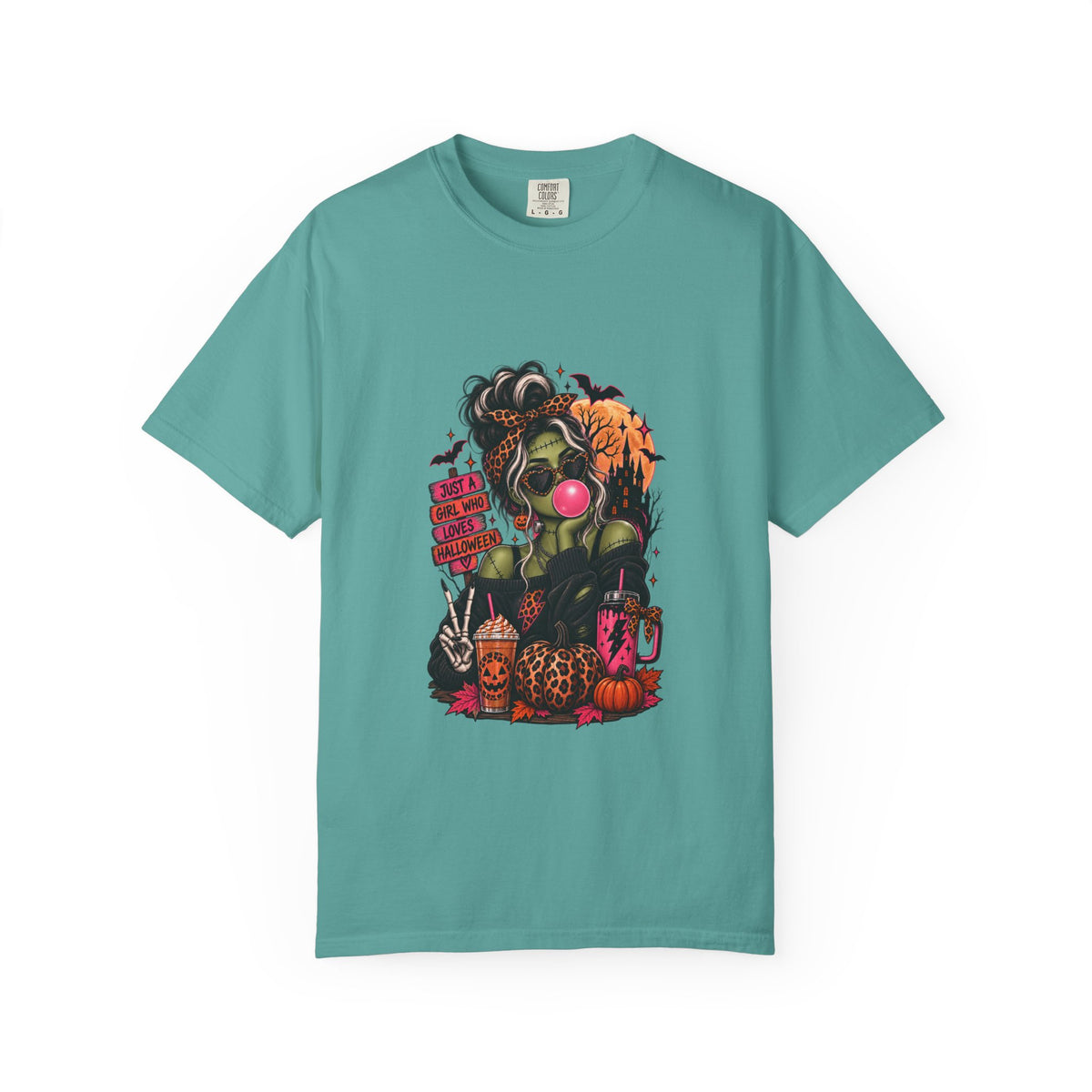 Horror Patchwork T-Shirt — Vintage Halloween Skull & Pumpkin Graphic