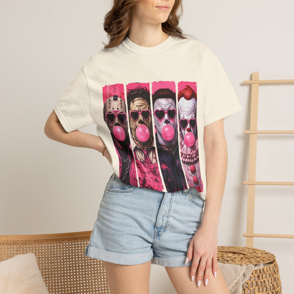 Horror Icons Bubblegum Tee — Vintage-Style Jason, Freddy, Jigsaw & Pennywise T-Shirt