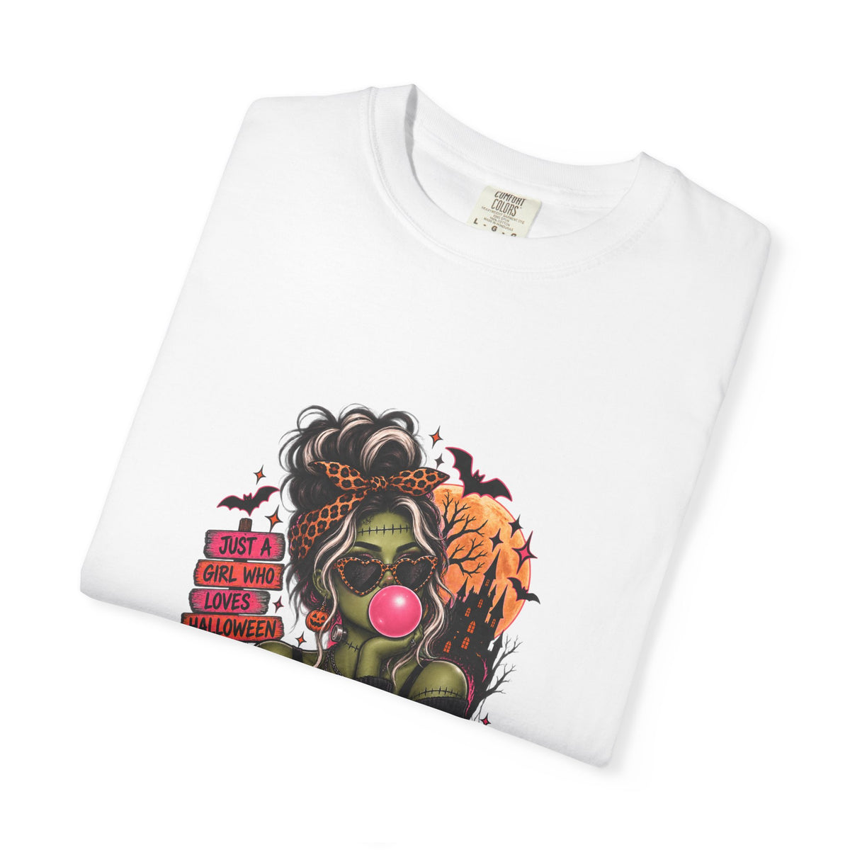 Horror Patchwork T-Shirt — Vintage Halloween Skull & Pumpkin Graphic
