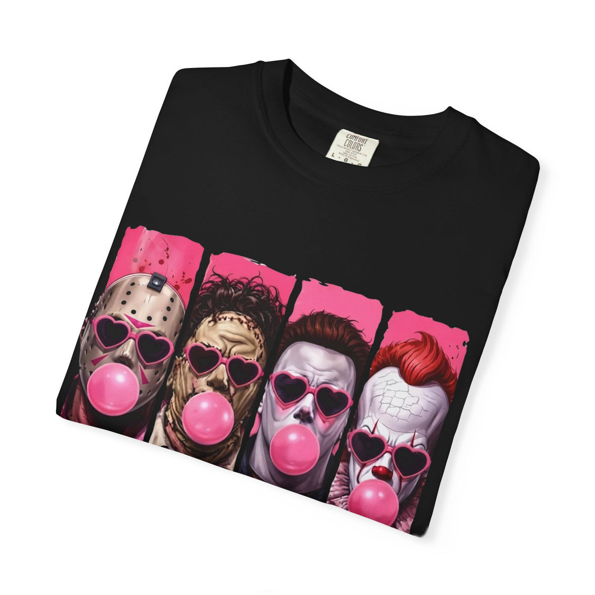 Horror Icons Bubblegum Tee — Vintage-Style Jason, Freddy, Jigsaw & Pennywise T-Shirt