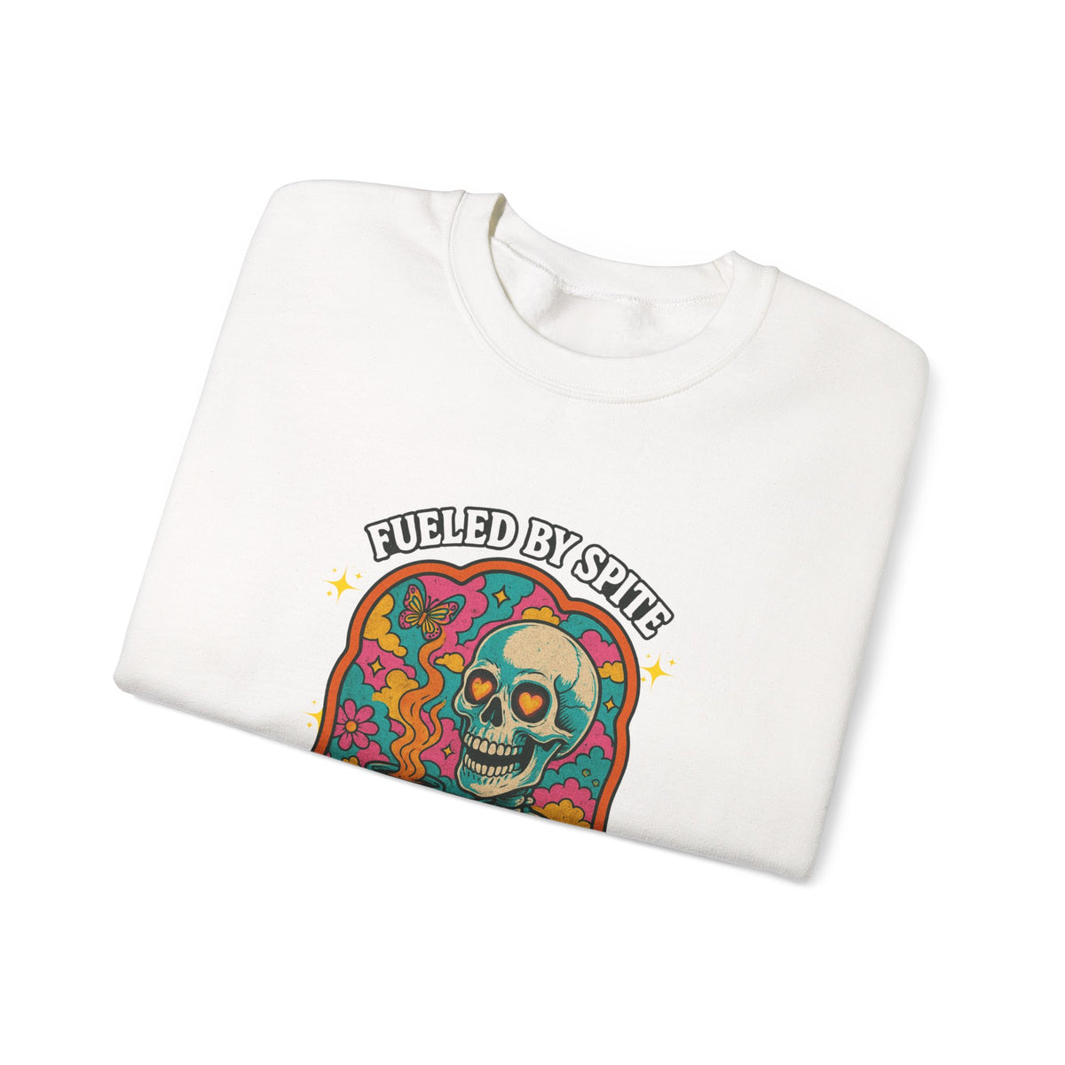 Fueled by Spite and Caffeine Sweatshirt — Retro Skeleton Coffee Crewneck