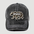 Distressed Mama Bear Leopard Patch Embroidered Baseball Cap