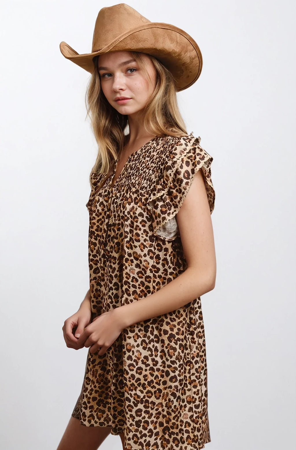 Desert Muse Leopard Ruffle Dress